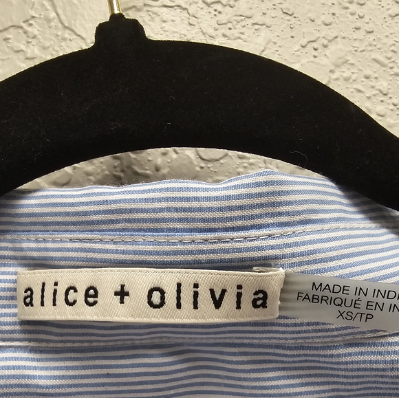 Alice + Olivia Toro Embroidered Striped Poplin Top Size XS - Picture 8 of 11